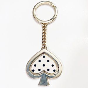 Kate Spade Rotate Spin Swivel Keychain - Black & White Dots